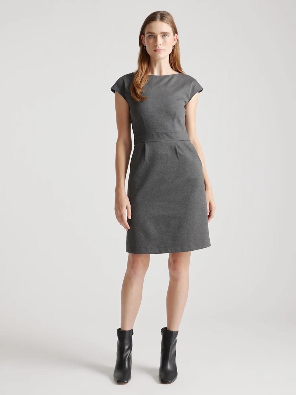 Quince Ultra-Stretch Ponte Cap-Sleeve Dress